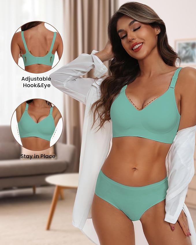 HORISUN Comfortable Seamless Full Coverage Bra for Women Wireless Bras with Soft Support Regular and Plus Size