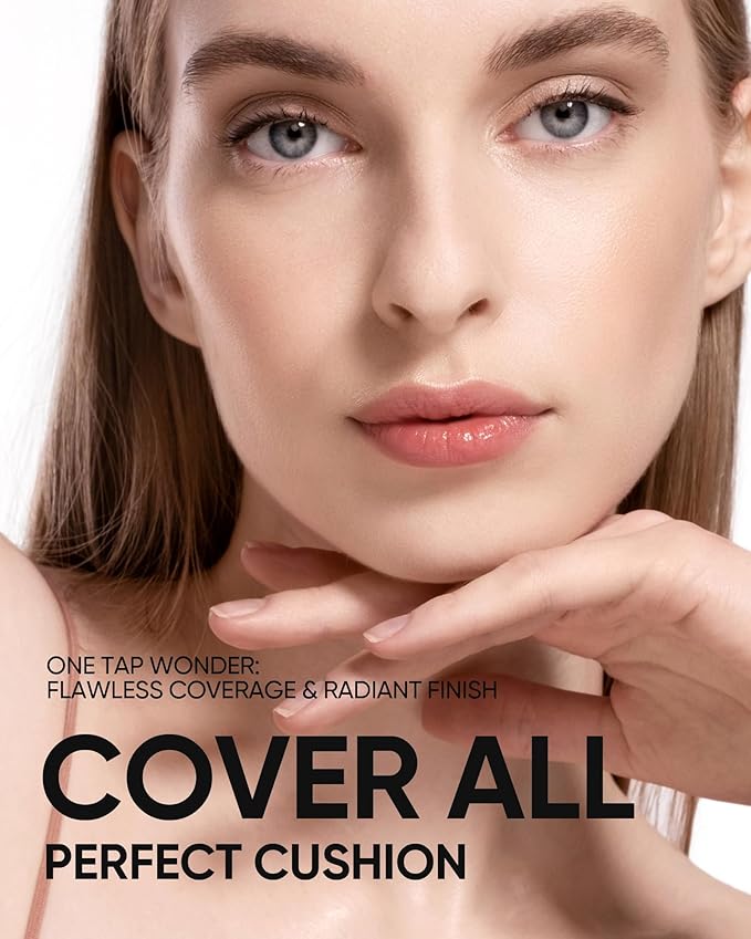 Full Coverage Cushion Foundation, Weightless, Skin Fit, Satin Glow Finish, Oil-Control Waterproof Foundation, Sweatproof Flawless BB Cream CC Korean Makeup,Tattoo Cover Up, Buildable(#28N Oat)