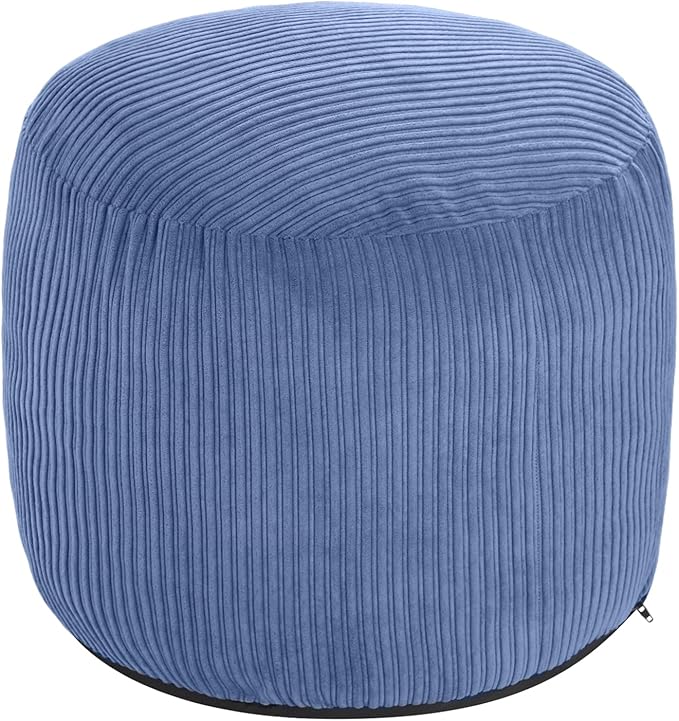 Pouf Ottoman Foot Stools Ottoman with Foam Small Corduroy Ottomans for Living Room Ottomans Pouf 20x15 Floor Poufs Foot Rest for Office Chair Blue Foot Stool Small