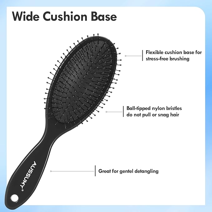 4 Pack Detangling Hair Brush - Air Cushion Detangler Hairbrush with Ultra Soft Bristles for Effortless Tangle Removal For Wet Dry Damaged Curly Fragile Hair for Women Men Boys Girls Adult Kids