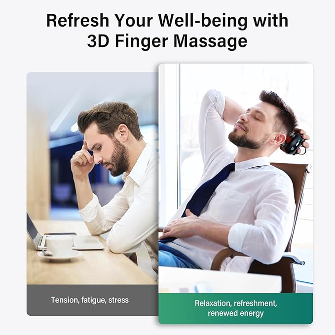 arboleaf Scalp Massager Electric, Portable Head Massager Scalp Stress Relax, Waterproof 6 in 1 Hair Massage with 8 Removable Claws, Rechargeable Hair Head Scratcher, Gifts for Her Him