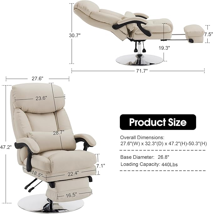 BarberPub Beauty Chair, 360° Rotating Lifting Facial Beauty Spa Chair, Adjustable Tattoo Salon Spa Esthetician Beauty Equipment 3571 (Faux Leather, Beige)