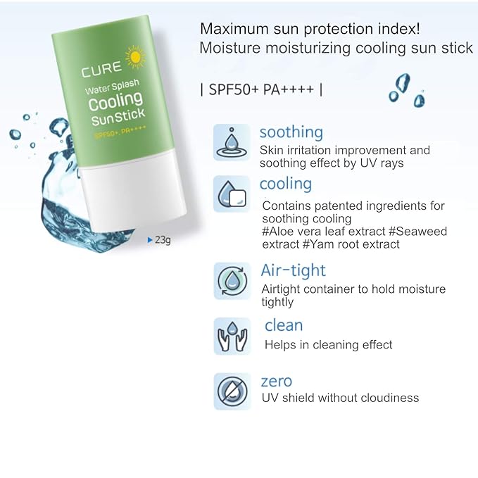 Kim Jeong Moon La Sense Loe Cure Water Splash Cooling Sun Stick 23g (Pack of 2) La Sense Loe Cure Aloe Gel 100ml (Total Pack of 3)