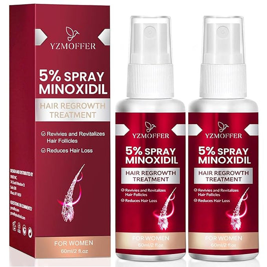 5% Minoxidil Spray for Women Hair Growth: Hair Regrowth Treatment for Thinning Hair and Hair Loss – Topical Hair Growth Serum for Women – 60ML x 2 Pack