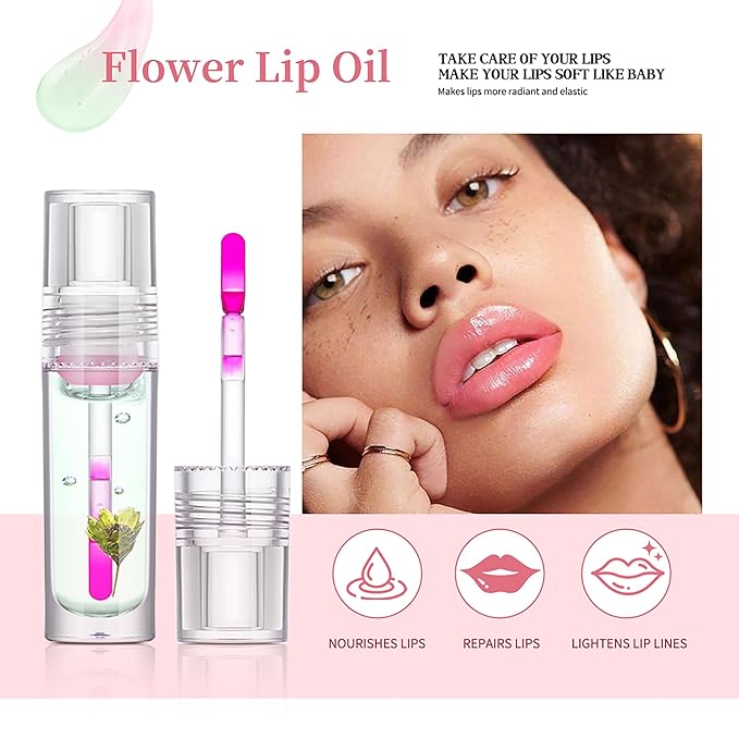 Flower Lip Oil, Hydrating Lip Glow lines