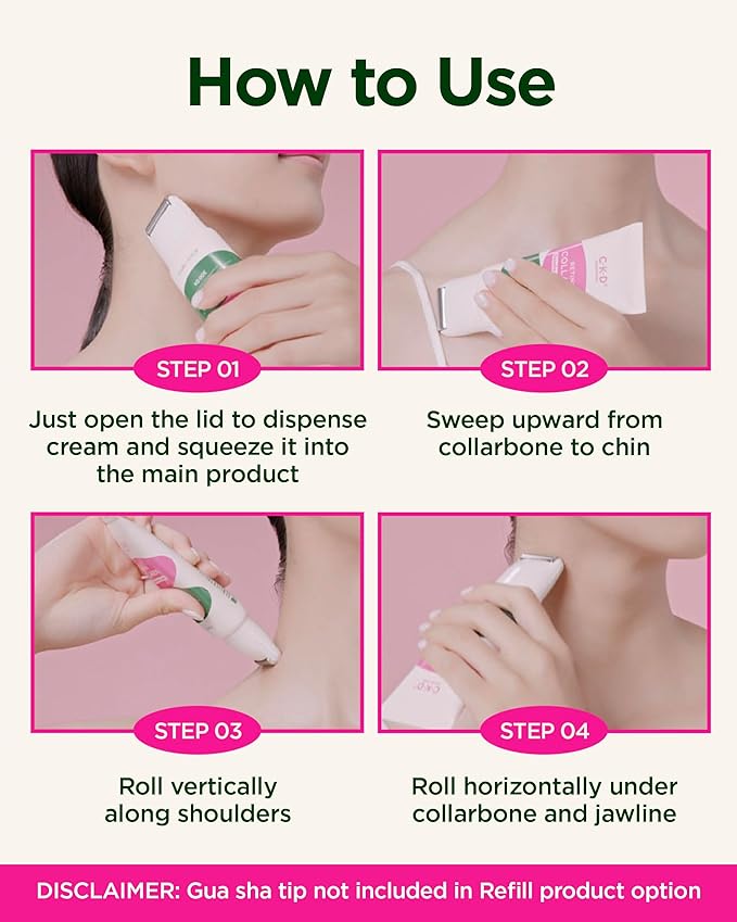 CKD Retino Collagen Gua Sha Neck Cream [Refill] - Firming Cream for Neck and Jawline Tightening, Lifting, and Wrinkle Reduction without Stainless Steel Roller. Korean Skin Care,1.69 fl oz.