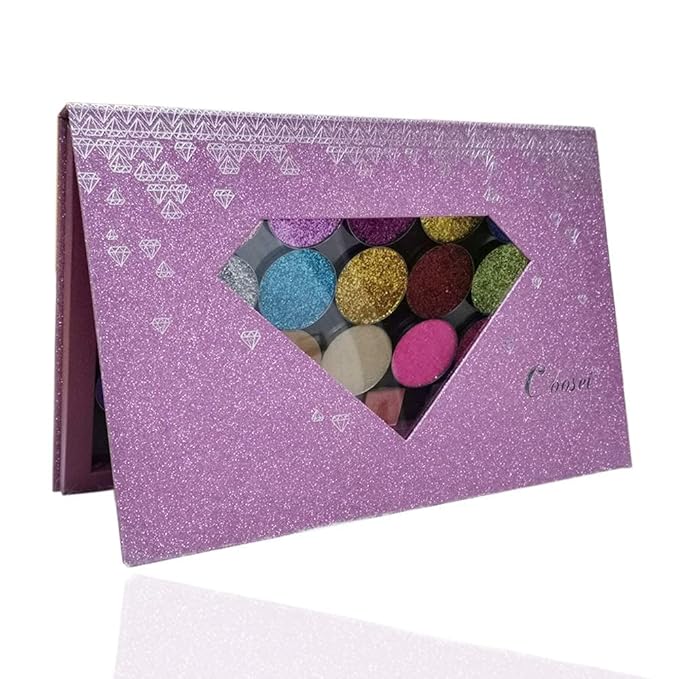 Large-Sized Empty Magnetic Makeup Palette with Diamond-Shaped Transparent Window