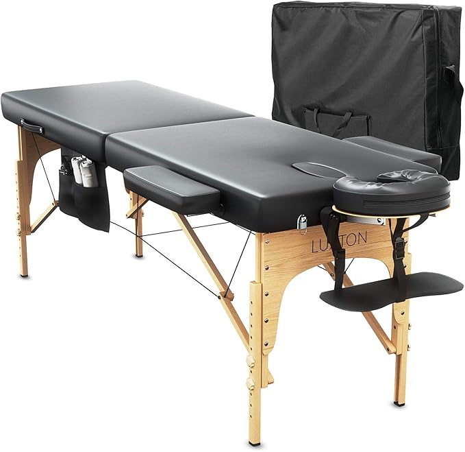 Luxton Home Premium Foam Massage Table Portable Foldable Massage Bed Height Adjustable, 72 Inches Long 27 Inches Wide Home Salon Spa Bed Tattoo Table with Accessories & Carrying Case, Easy Set Up