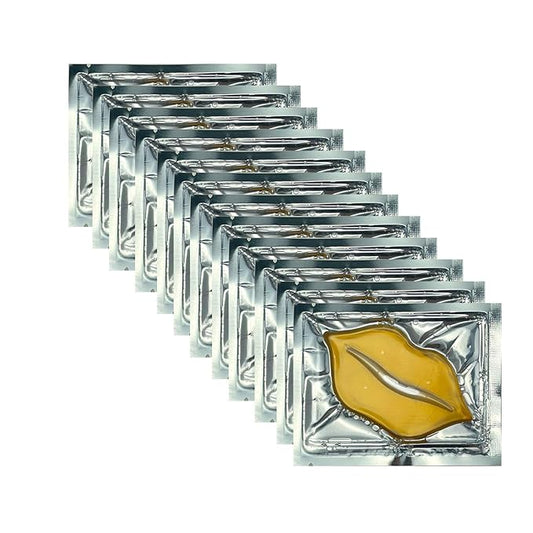 Adofect 30 Pieces Collagen Crystal Gold Lip Care Gel Masks, Collagen Crystal Lip Pads, Greate For Moisturizing Lips, Remove Dead Skin, Anti Chapped, Anti-Aging & Plump Your Lips