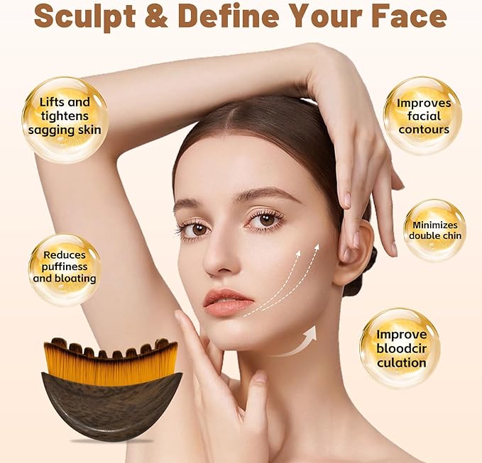 Lymphatic Contour Face Brush,Contour Face Brush for Lymphatic Drainage,Dry Lymphatic Drainage Massager,Ergonomically Designed to Fit The Skin Precisely