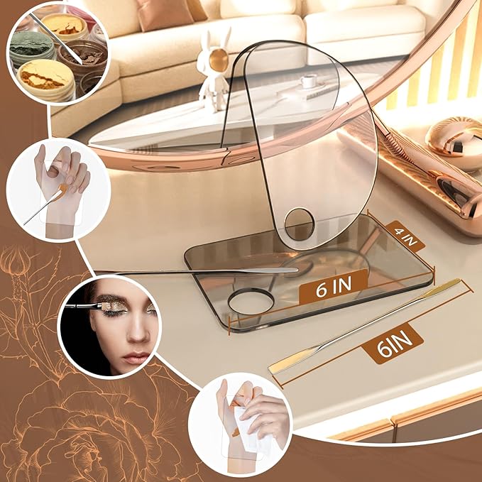 Acrylic Cosmetic Makeup Palette, 4 In 2 Set Mixing