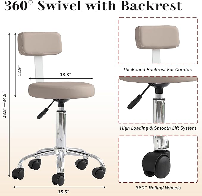 Pedicure Station No Plumbing, Hydraulic Pedicure Chair for Nail Tech, Height Adjustable Reclining Pedicure Station Unit, 360 Degree Swivel Foot Spa Chair with Massage Foot Bath (Grey-Sliver)
