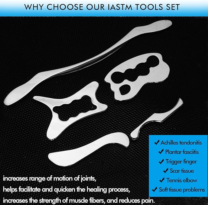 Gua Sha Scraping Massage Tools Set, Stainless Steel Guasha Massage Tools for Soft Tissue Therapy (5 Pcs)