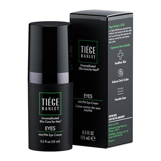 Tiege Hanley Eye Cream for Men, Morning and Night Under Eye Cream With Hyaluronic Acid and Vitamin B3, Helps Reduce the Look of Dark Circles and Puffiness, Anti Aging Men’s Skin Care, 0.5 Oz