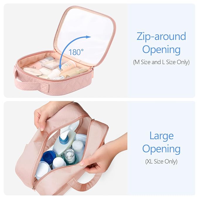 PACKISM Clear Toiletry Bags, 3 Pack Clear Makeup Bags with Handle Large Opening, Waterproof Cosmetic Bags Fit Carry-on Travel Essentials, Travel Bags, Pink