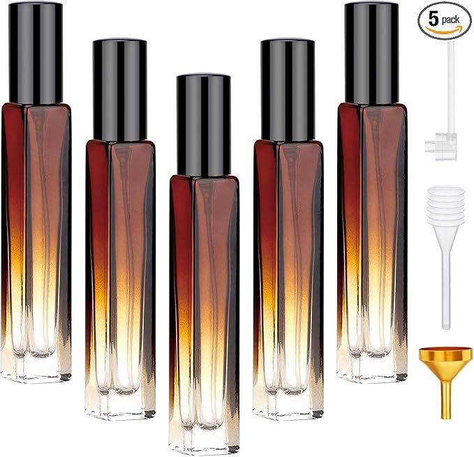 Segbeauty 10ML Travel Cologne Sprayer, 5 Packs Refillable Atomizer Spray Bottle for Perfume, Empty Mini Glass Perfume Bottle Fine Mist Dispenser, Portable Leak-proof Sample Bottles for Travel Outgoing