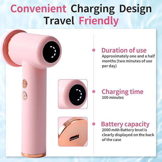 4 in 1 Facial Cleansing Brush, Multi Function Electrical Face Wash, Brush IPX6 Waterproof Portable Face Scrubber, 5 Speed Adjustable, 2 Rotation Directions Adjustable, Gift for Women Men (Pink)