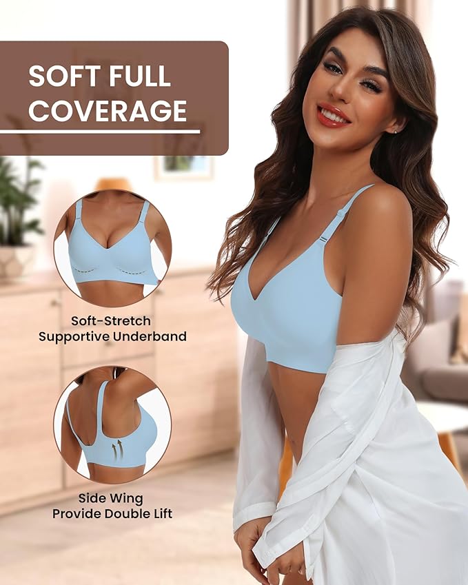HORISUN Comfortable Seamless Full Coverage Bra for Women Wireless Bras with Soft Support Regular and Plus Size