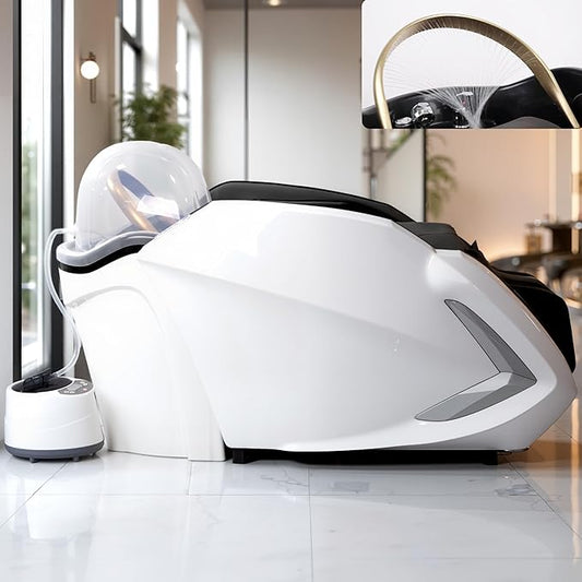 TATARTIST Shampoo Bed Head Spa Bed Full Body Electric Massage Table Armrest Leg Airbag Automatic Massage Head Spa Equipment with Fumigation Function and 78 outlets Water Circulator (Grey)