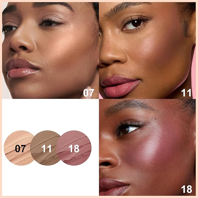 FOCALLURE 3PCS Cream Contour Stick - Highlighter Bronzer Blush Set for Face Sculpting, Non-Greasy Longwear Makeup, Easy to Blend with Natural Matte Finish,SET 4