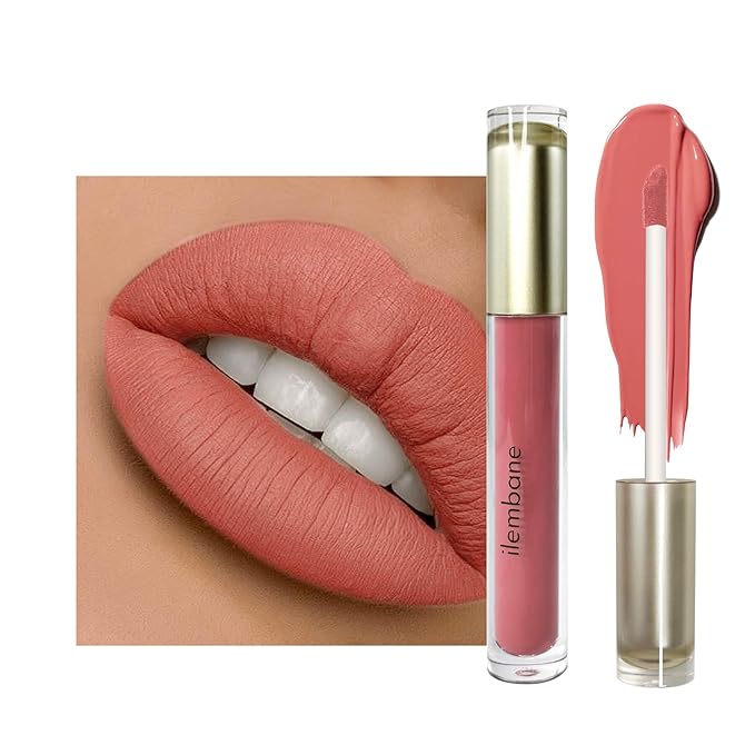 Pink Orange Matte Liquid Lipstick,Super Stay Highly Pigmented Rich Lip Colors Smudge Proof Waterproof Transfer-Resistant (Nude Pink)