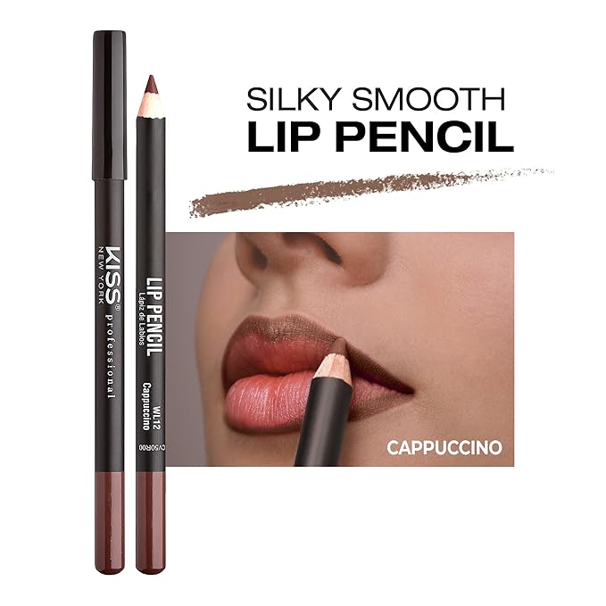 Professional Slim Lip Pencil, Creamy Soft Lip Liner, Smooth Long-Lasting Rich Lip Color, Natural Lip Makeup, Water-Resistant Lip Crayon (Cappuccino)