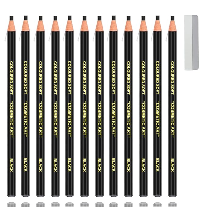 AWCCXMYM 12 Pcs Black Eyebrow Pencils for Women with Sharpener Waterproof and Sweat-Proof Eyebrow Pen Long-Lasting Eyeliner Pencil Create a Natural Eye Brow Makeup