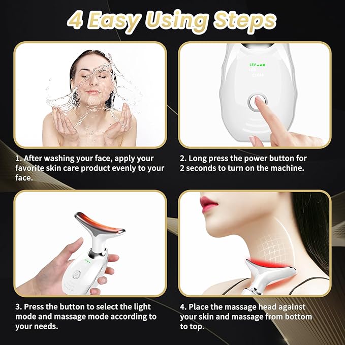 Portable Facial Massager, Multifunctional Facial Skin Care Tools, Face and Neck Massager, Face Sculpting Tool, 7 Color Led Face and Neck Beauty Device for Home Use