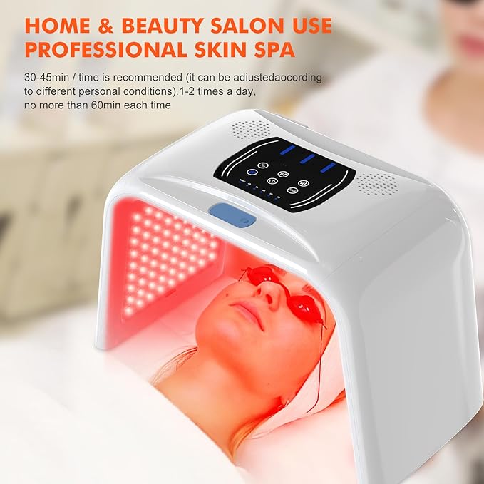 Holsn LED Light Therapy for Face Body with Spray 7 Color LED Face Mask Light Therapy,Cycle Therapy Light & Time Preset & Adjustable LED Brightness Red Light Therapy Face Mask Beauty Salon Home SPA