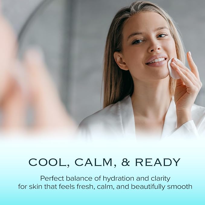 Ice Sorbet Toner Pads | Skin Prep Wipes for Puffiness, Under Eye Bags & Instant Face Lift | Gel Pads for Sunburn Relief & After Sun with 30% Glacial Water & Caffeine | Pack of 4 (240 Count)