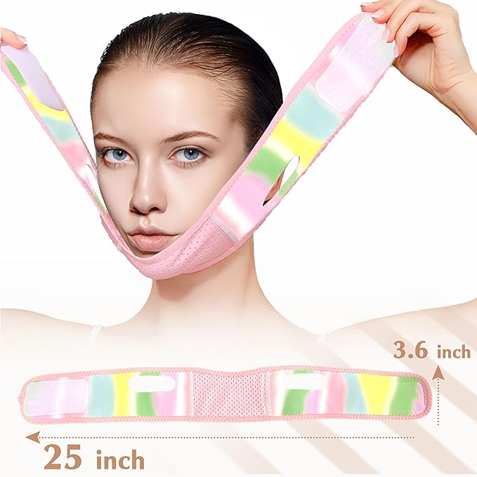 Reusable V Line Lifting Mask with Chin Strap, V Shaped Face Mask for Sagging, Jaw Exerciser (Colorful)