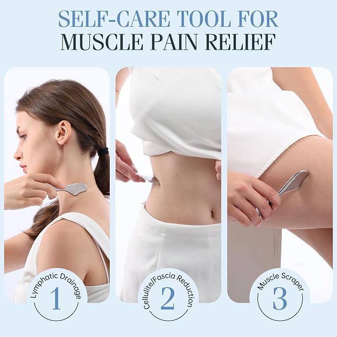 Gua Sha Facial Tools,Guasha Massage Tool for Face&Body, Manual Massage Tool for Lymphatic Drainage &Jawline Sculpting & Puffiness Reducing,Gua Sha Muscle Scraper Tool,Skin-Care Tool