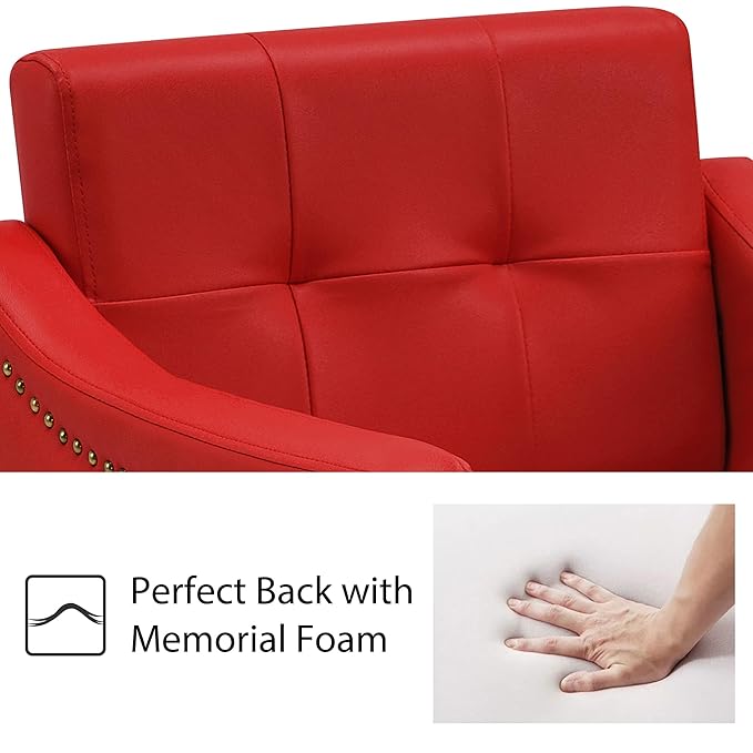 BarberPub Salon Chair for Hair Stylist Hydraulic Barber Styling Chair, Beauty Spa Equipment 8813 (6" Seat Height Adjustment) (Red)