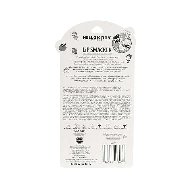 Lip Smacker Sanrio Hello Kitty & Friends Pack - 10 Moisturizing Lip Balms, Clear Matte, Hydrating & Protecting - Cruelty-Free-Hello Kitty