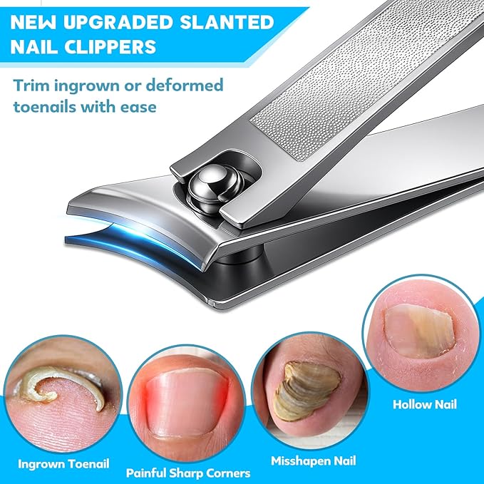 2025 Upgrade Toenail Clippers Set for Seniors – 8-in-1 Heavy Duty Long Handle Nail Clippers for Thick & Ingrown Toenails, Professional Manicure Pedicure Kit for Men & Women