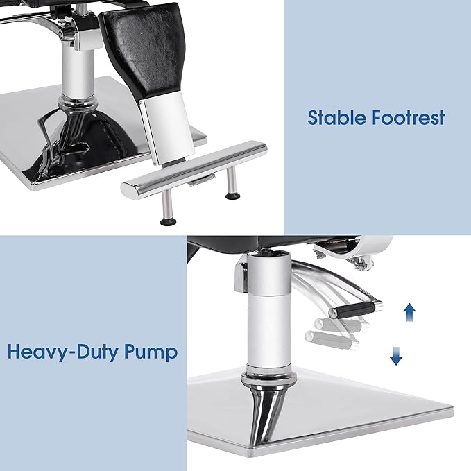 BarberPub Barber Chair Reclining Salon Chair for Hair Stylist, Antique Hair Spa Salon Styling Beauty Equipment 8132 (Black)