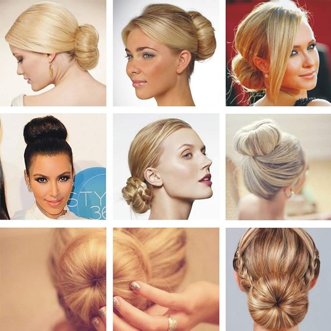 Goldrose Beauty Magic Hair Styling Buns - 2 Piece Perfect Donut Chignon Bun Maker Clip Hair Curler Styler Accessory 2 Small (Black)