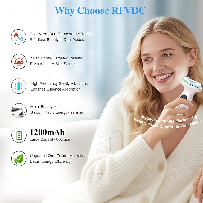 Cold Heat Facial Massager for Face Neck Tightening Lifting Depuffing,7-in-1 Red Light Therapy Sculptor Tool& Depuffer Wand,Cooling LED Electric gua sha Lift Device,Reduce Forehead Frown Smile Lines