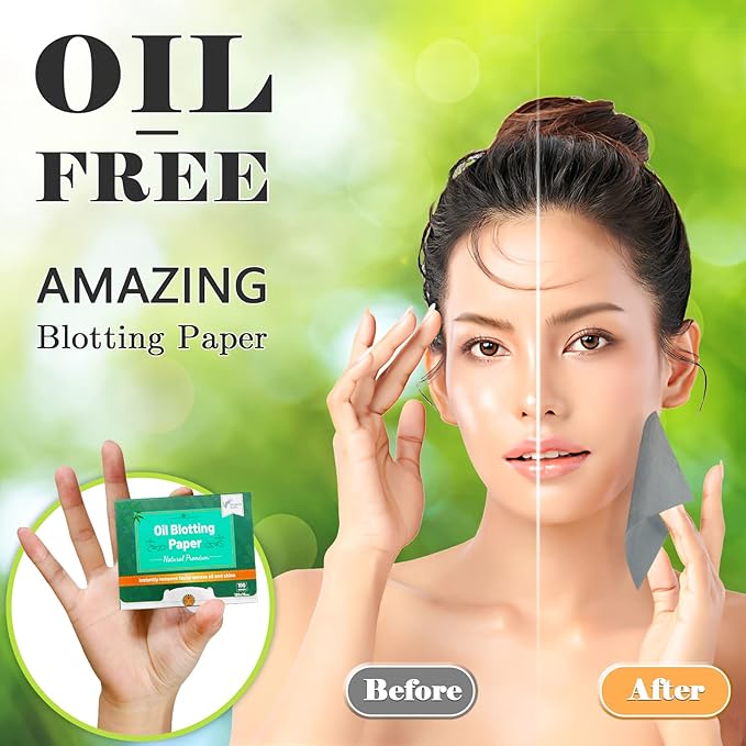 Natural Premium Oil Blotting Paper for Oily Skin with Bamboo Charcoal,26% Larger Oil Blotting Sheets for Face,Makeup Friendly Oil Absorbing Sheets 600 Sheets