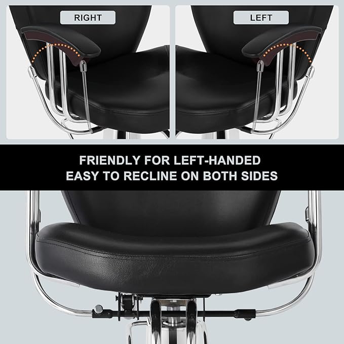 Artist hand Stylist Chairs for Salon All Purpose Barber Chair Reclining Salon Chair, Both Sides Levers for Left-Handed