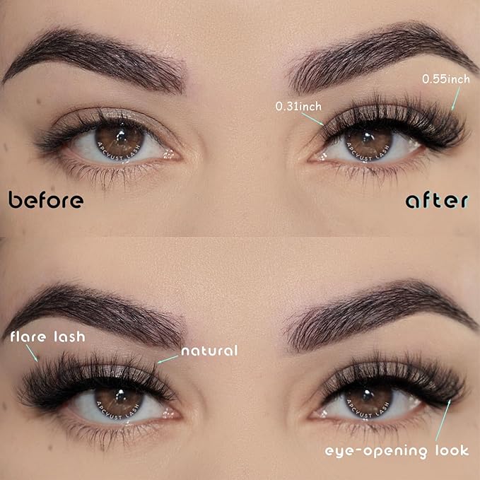 Natural Lashes Wispy Eyelashes Fluffy Mink Lashes Naturl Look Small Strip Eyelash 10 Pairs Short Lashes Pack Lightweight Cat Eye Lash Strips Set Soft Fake Eyelash (Flare Lash | 8-14mm)