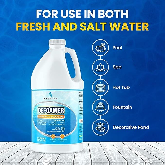 Hot Tub Defoamer - Pool, Fountain, & Spa - Antifoam Concentrate - Silicone Emulsion - Quickly Removes & Prevents Foam in Water - Eco Friendly & Safe Formula - Case of 6 X 1/2 Gallon (384oz)