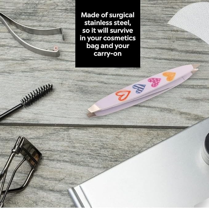 F.A.R.A.H Z-Tweeze Professional Stainless Steel Dual Ended Precision Tweezers - Heart Collection (Sketch My Heart White)