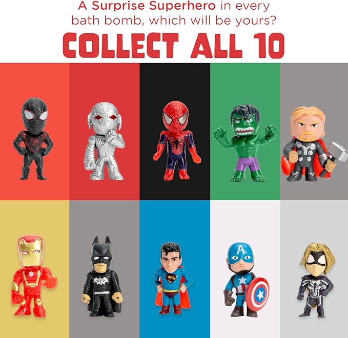 Superhero Boys Bath Bombs with Surprise Hero Toys Inside (12 Pack) - Large Bubble Bomb, Fruity Scents, Relaxing Aromas - Ideal Birthday Gift for Kids by Two Sisters
