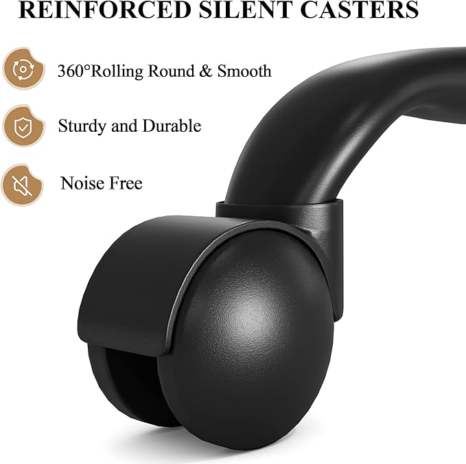 SHA CERLIN Rolling Stool with Wheels Swivel Shop Salon Chair Adjustable Drafting Massage Medical Tattoo Spa with PU Leather Cushioned, Black