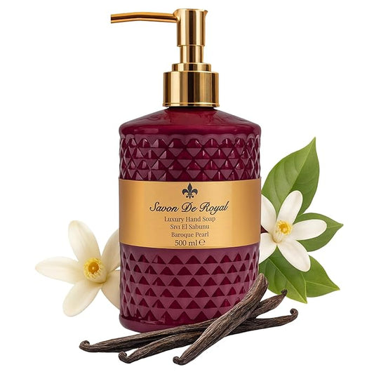 Luxury Liquid Hand Soap, Jasmine - Vanilla - Sandalwood Scent, Moisturizing Vegan Bathroom Soap for Hand Wash, Gentle & Nourishing Formula, Refillable Bottle 16.9 Fl Oz, Baroque Pearl