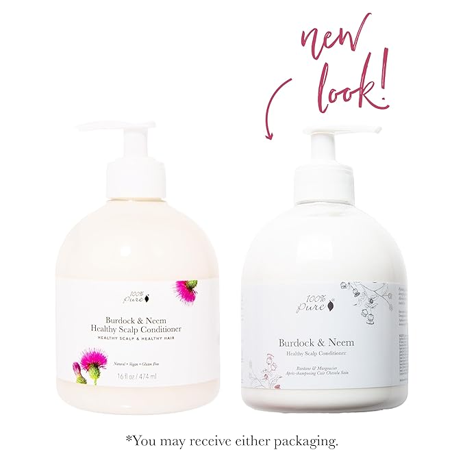 100% PURE Healthy Scalp Conditioner Purifying Burdock & Neem for Dry Damaged Hair Replenishing Itchy Flaky Scalp Hydration for Women & Men - 16 Fl Oz