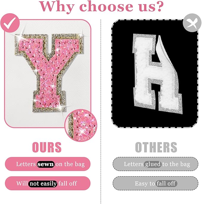 Initial letter patch makeup bag,