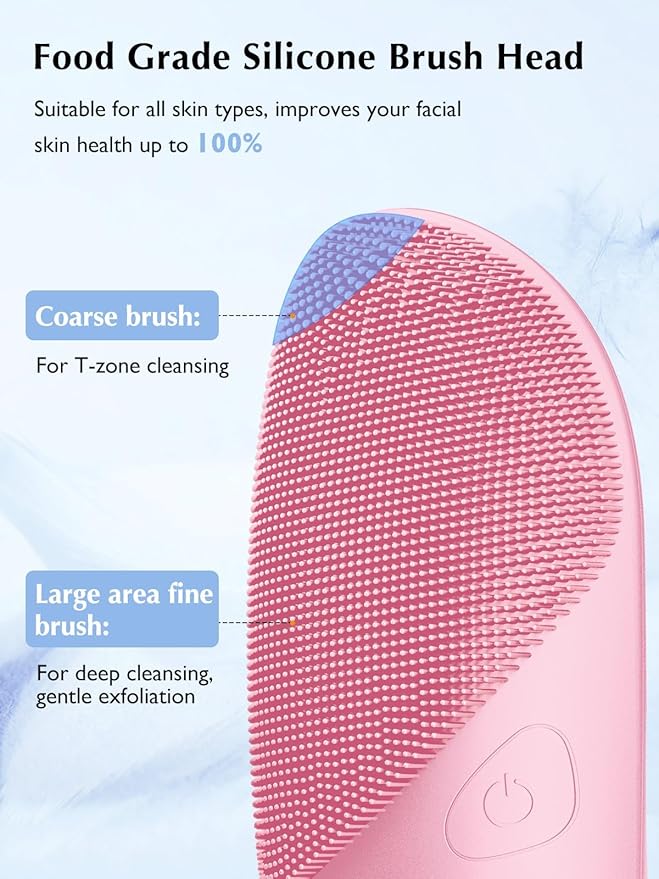 COSLUS Facial Cleansing Brush Silicone Face Scrubber: Waterproof Rechargeable Face Wash Brush, 4 Cleansing Modes, Electric Face Exfoliator for Men Women Cleaning, Exfoliating, Massaging