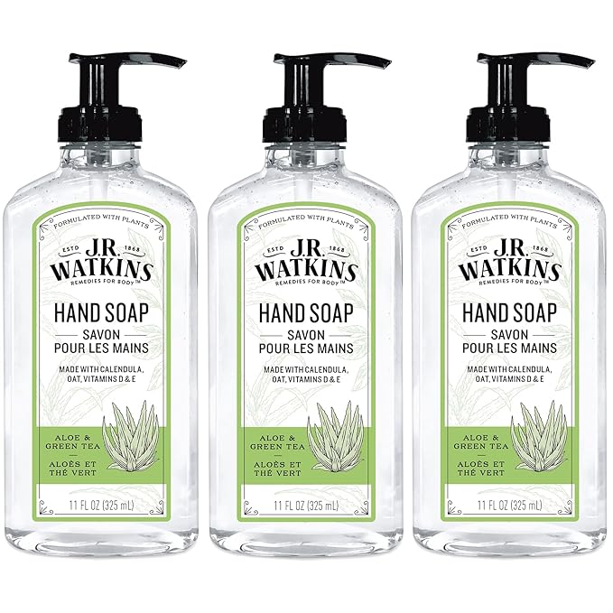 J.R. Watkins Gel Hand Soap, 3 Pack of 11 Fl Oz, Aloe & Green Tea